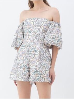 Paisley Floral off-shoulder romper